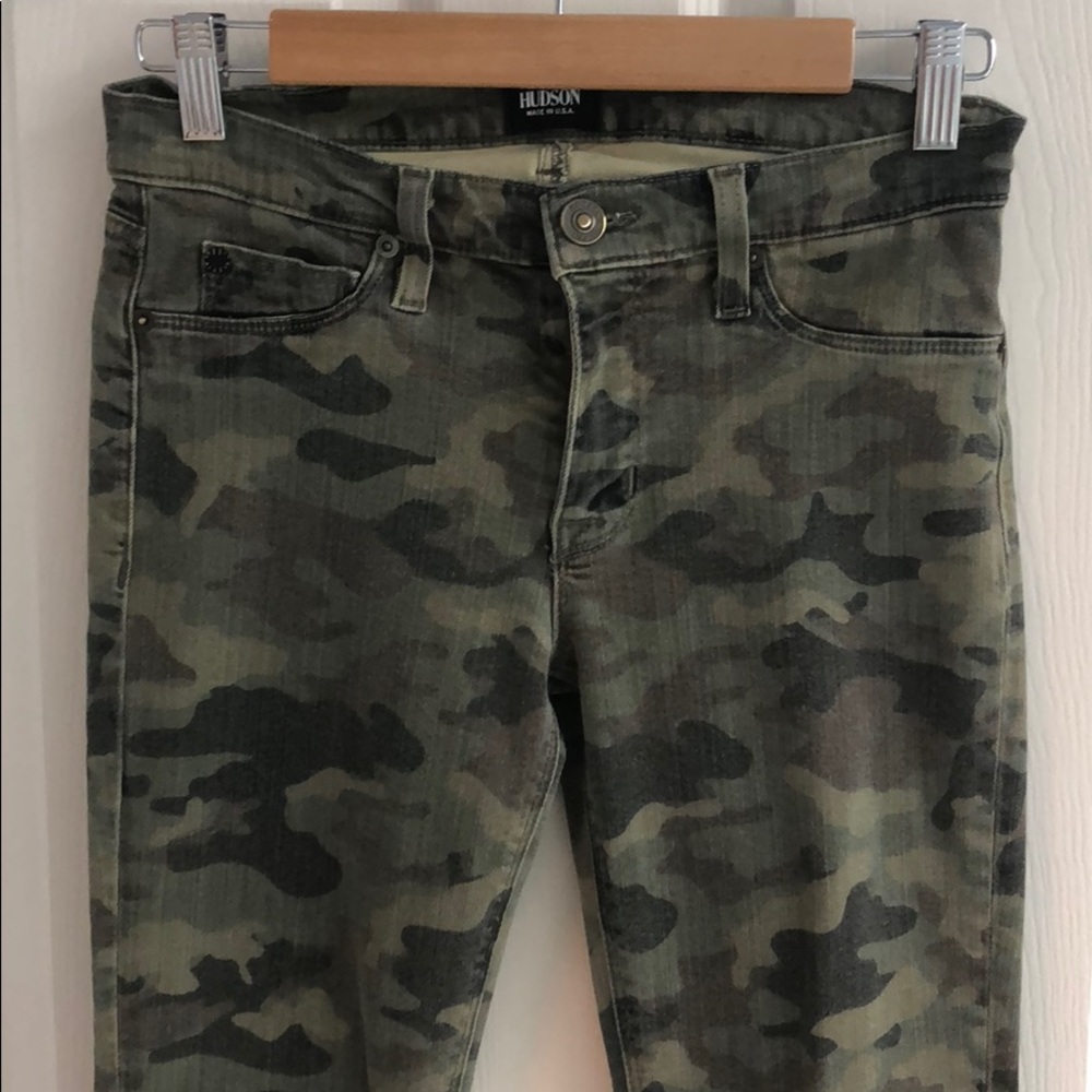 Hudson camouflage print, skinny ankle jeans